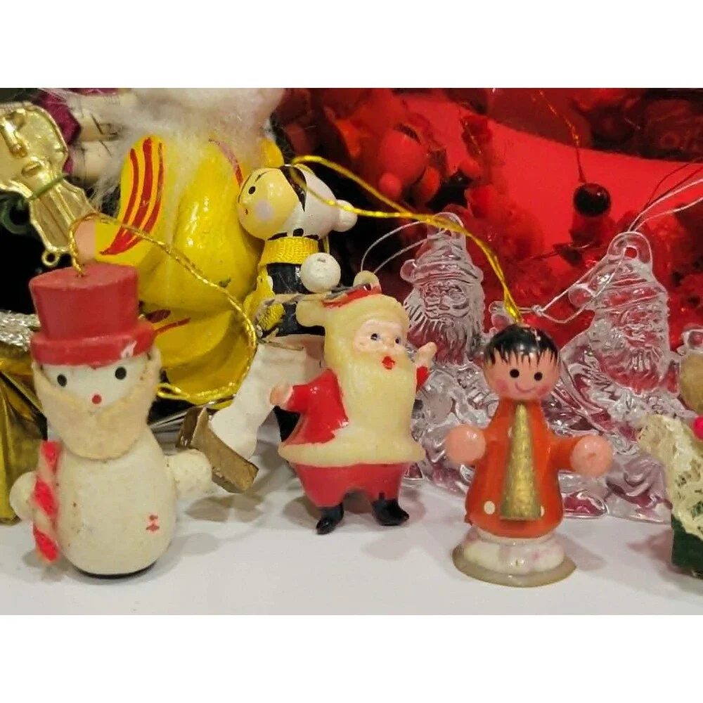 Teleflora Christmas Ball Planter Vase Ornament Bowl + vintage wood ornaments